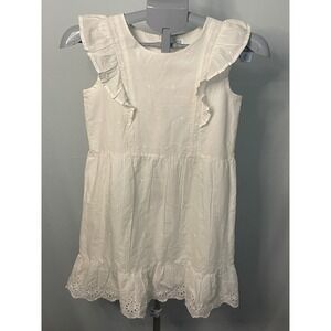 GAP Kids‎ Girls White Eyelet Ruffle Sleeveless Dress Casual Party Large